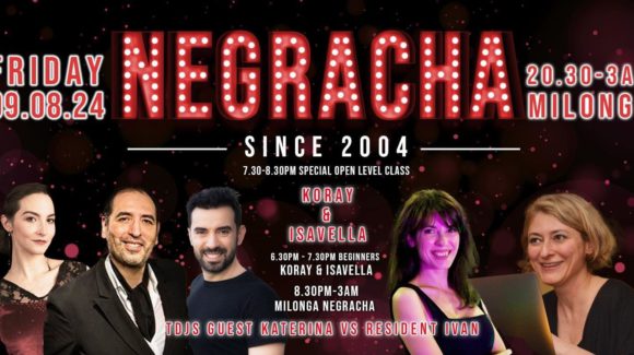 Negracha, World Champions Marcos Roberts & Louise Malucelli Schedule, Milonga Central is on Holiday!