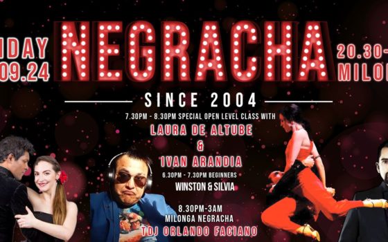 Negracha returns to Herbal Hill, upcoming Beginners’ Crash Course, classes with Marcos & Louise, and a DJ debut…